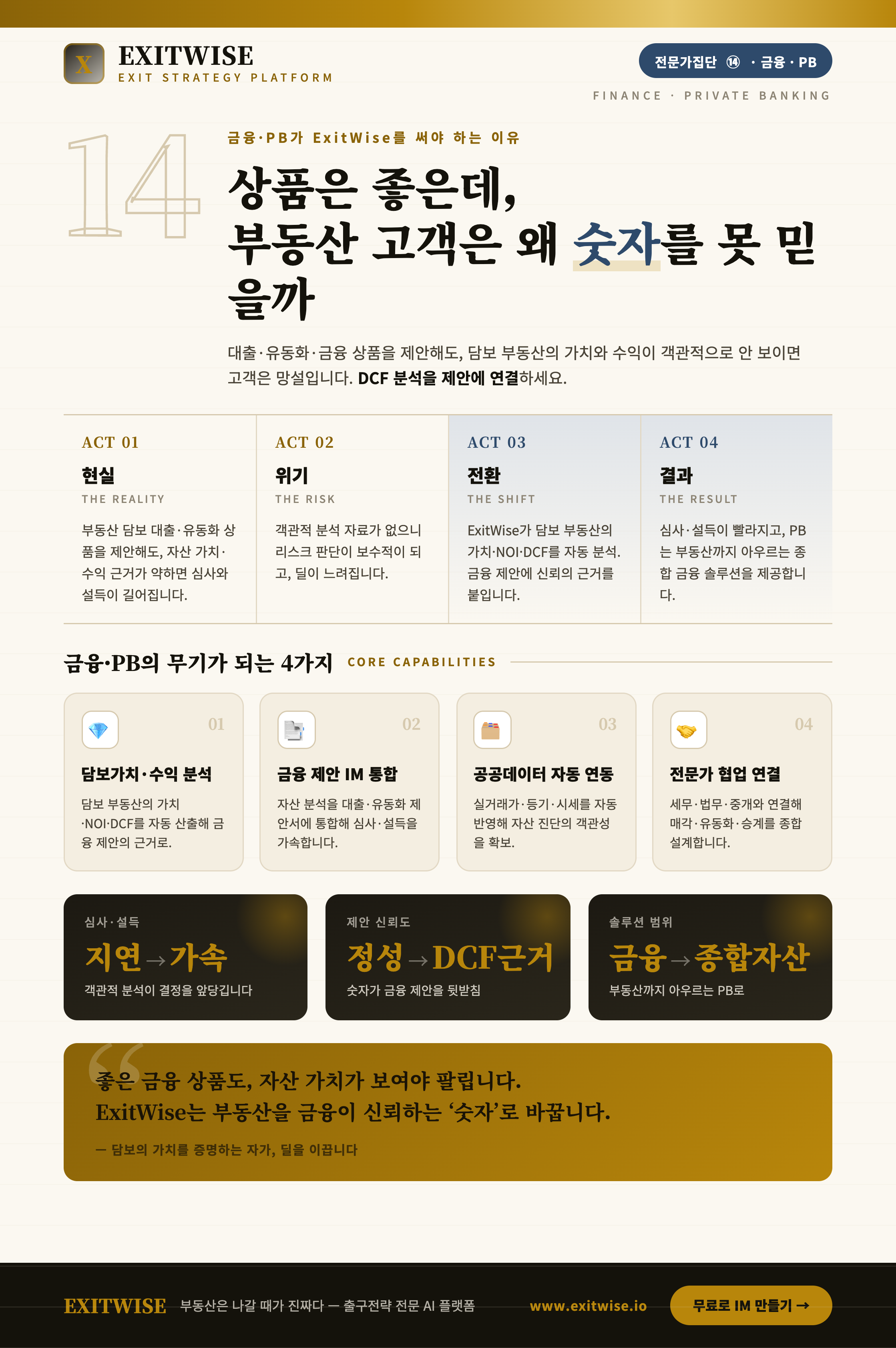 금융 · PB를 위한 ExitWise 브로셔 미리보기