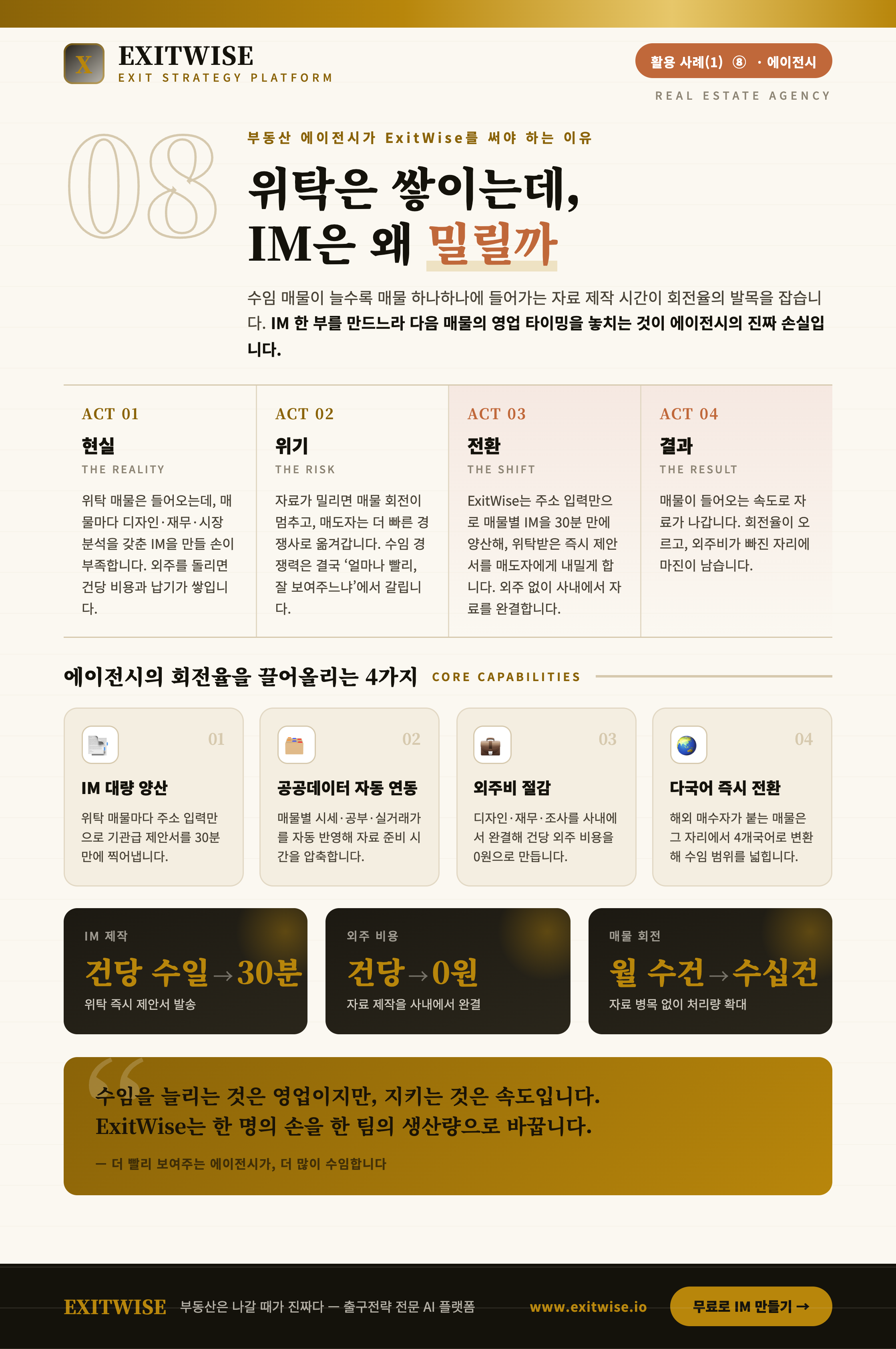 부동산 에이전시를 위한 ExitWise 브로셔 미리보기