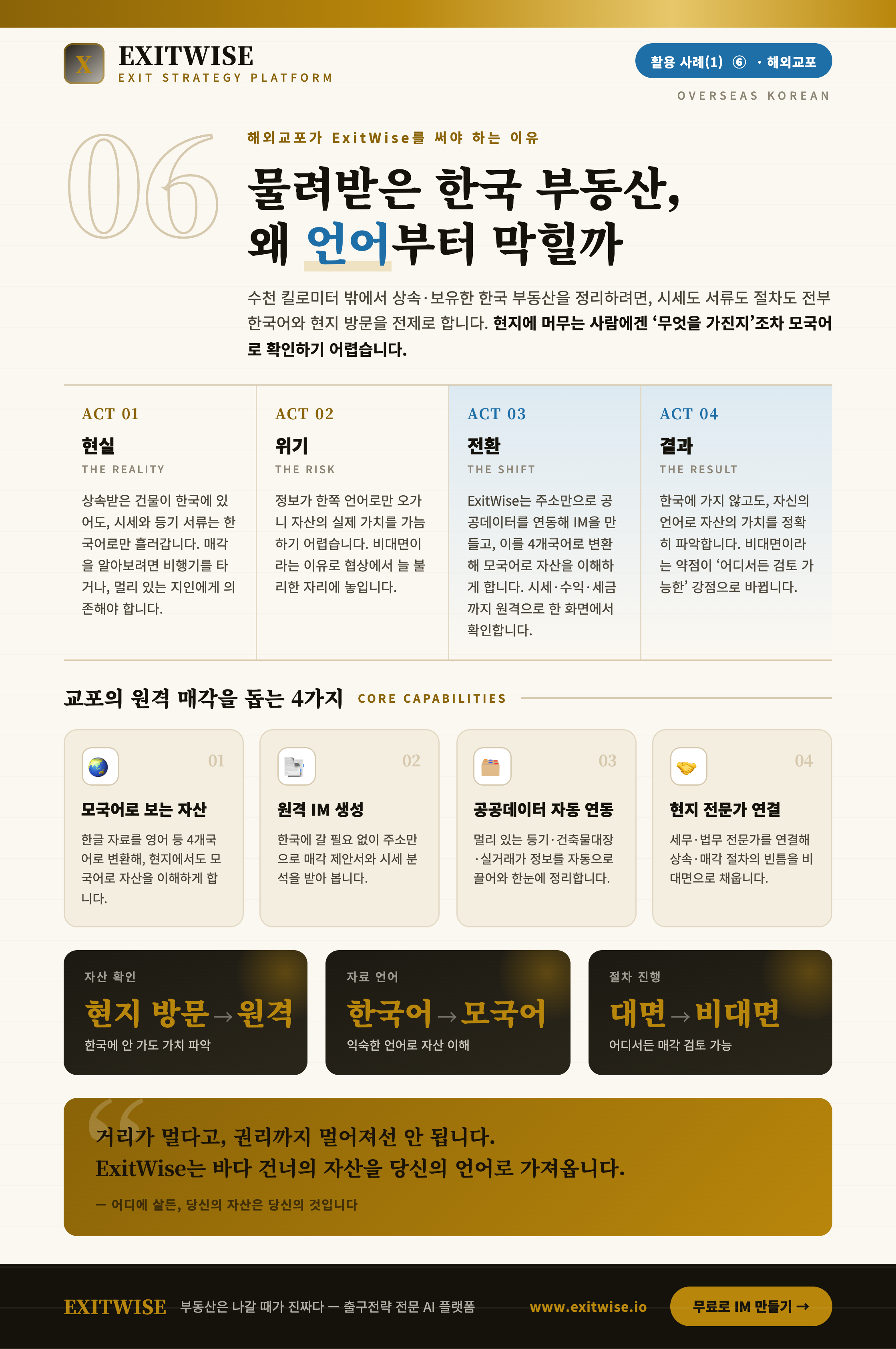 해외교포를 위한 ExitWise 브로셔 미리보기